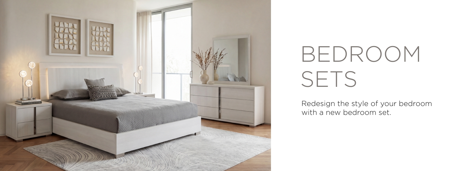 Bedroom Sets. Redesign the style of your bedroom with a new bedroom set.